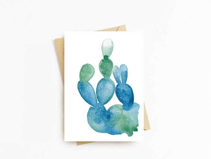 Watercolour Angel Wing Cactus Greeting Card